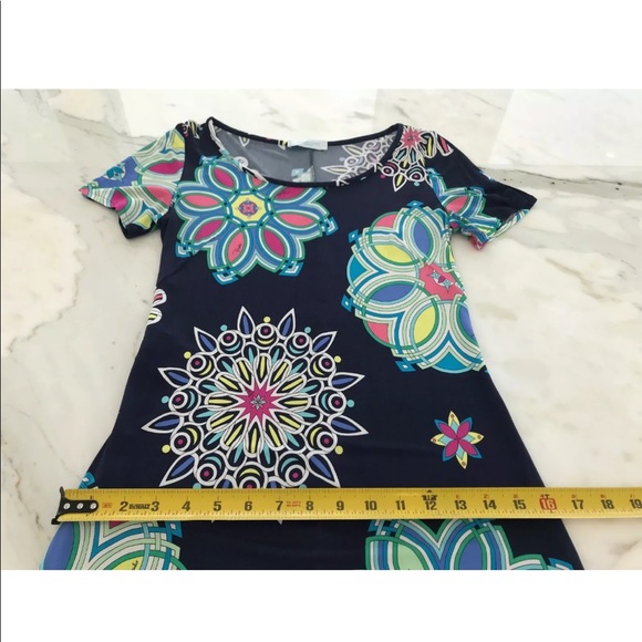 EMILIO PUCCI NAVY FLORAL MULTI PRINT DRESS SIZE IT 40 / US 6 - Picture 6 of 13